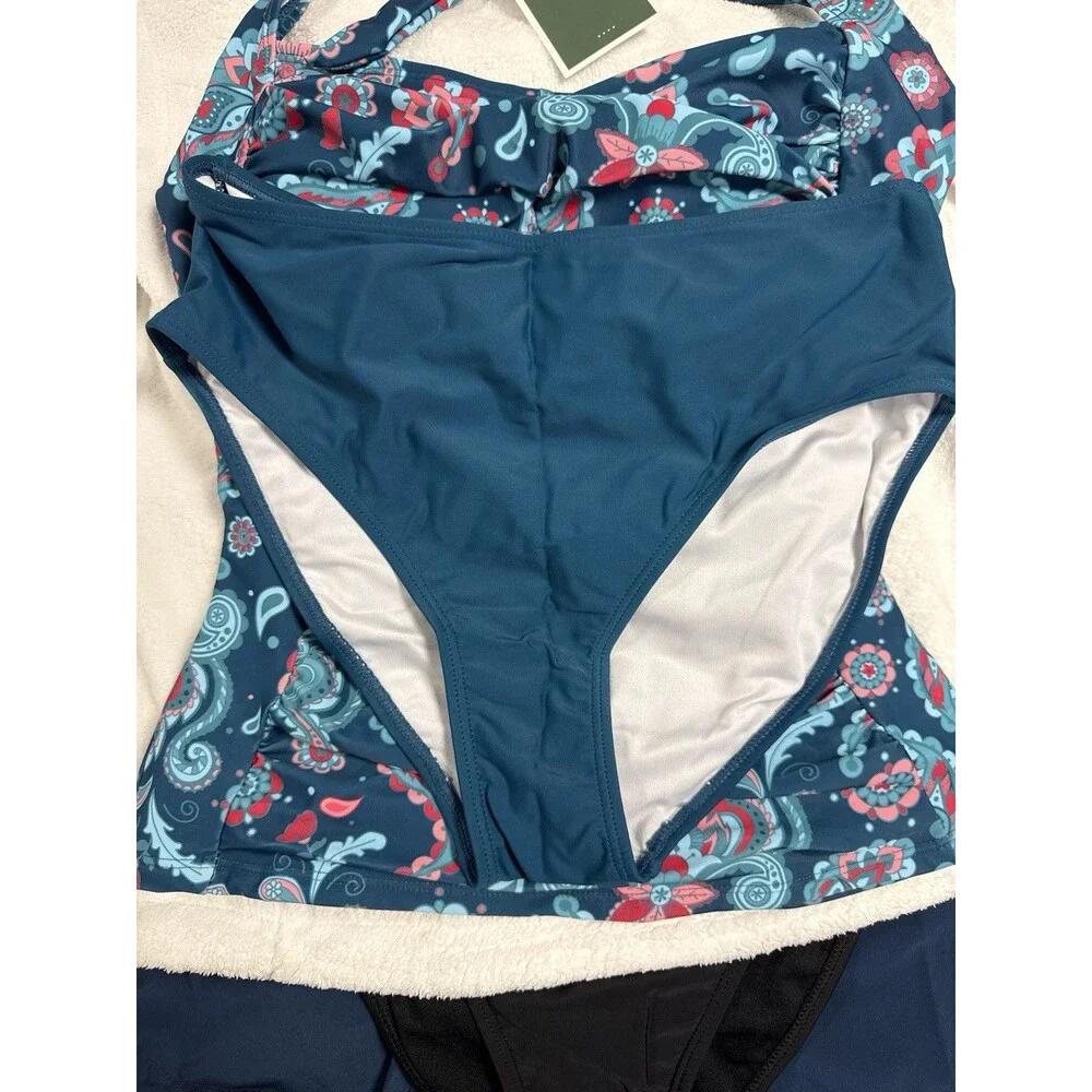 eomenie women's Two‎ piece swimsuit Size Small Ruched Tummy Control